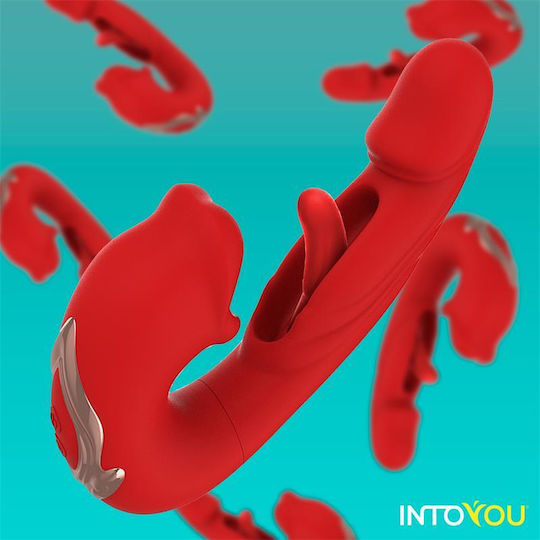 Mouty Vibe Biting Flipping Κλασικός Δονητής με Απομακρυσμένο Έλεγχο 17.2cm Κόκκινος