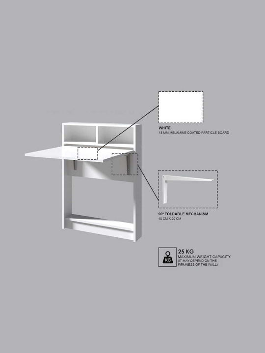 Desk Bracke Wooden White 70x15x96cm