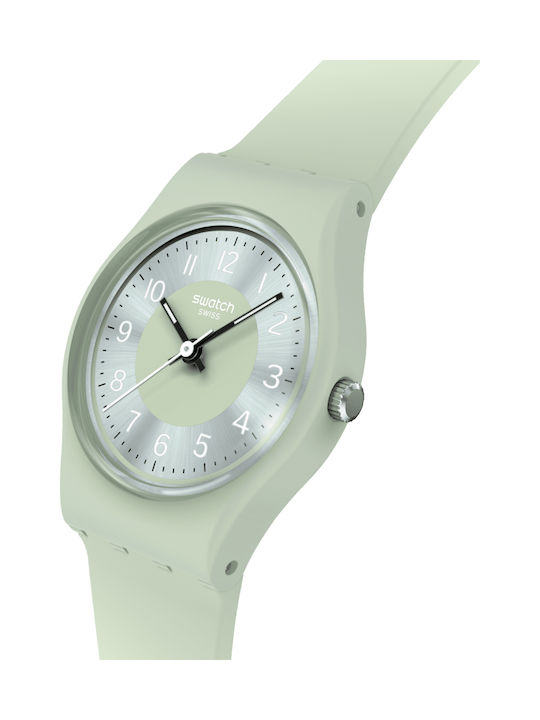 Swatch Swatch Γυναικείο Ρολόι 34mm Μπαταρίας με Πράσινο Καουτσούκ Λουράκι