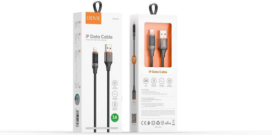 Vidvie LED / Geflochten USB-A zu Lightning Kabel Schwarz 1.2m