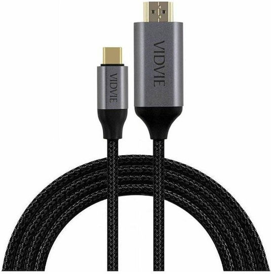 Vidvie HDMI 2.0 Premium High Speed 4K 60Hz HDR Geflochtenes HDMI-Stecker - USB-C-Stecker 2m Grau