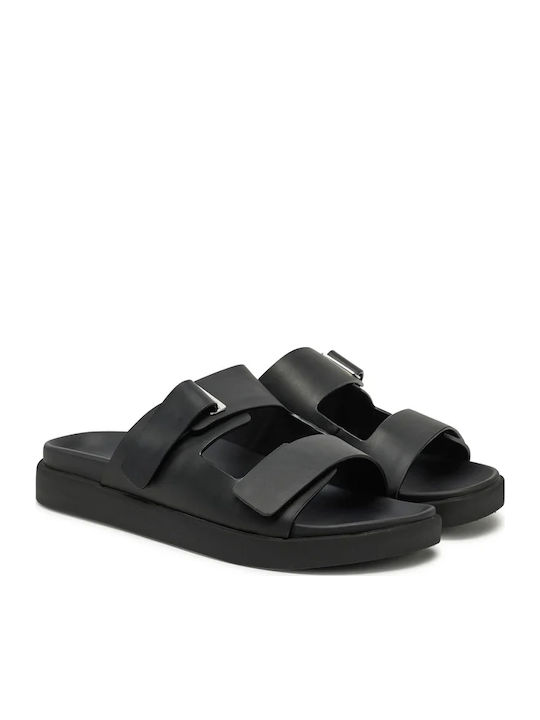 Women's Leather Platform Shoes Black