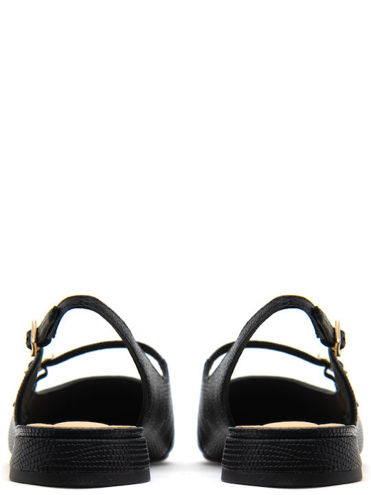 Leather Pointy Slingback Ballerinas Mules Sensa15 Shine Black