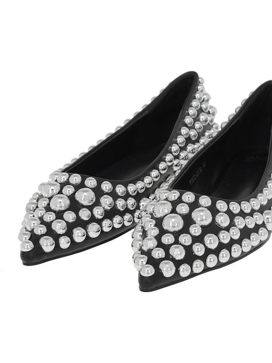 Synthetic Leather Pointy Ballerinas Black