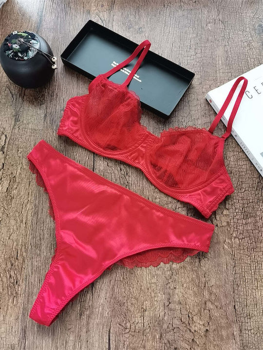 Dyana Underwear Set with Bra & Brazil Red