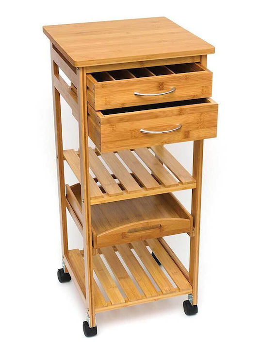 Bakaji Wooden Kitchen Trolley 2 Tiers Brown 40x36x80cm
