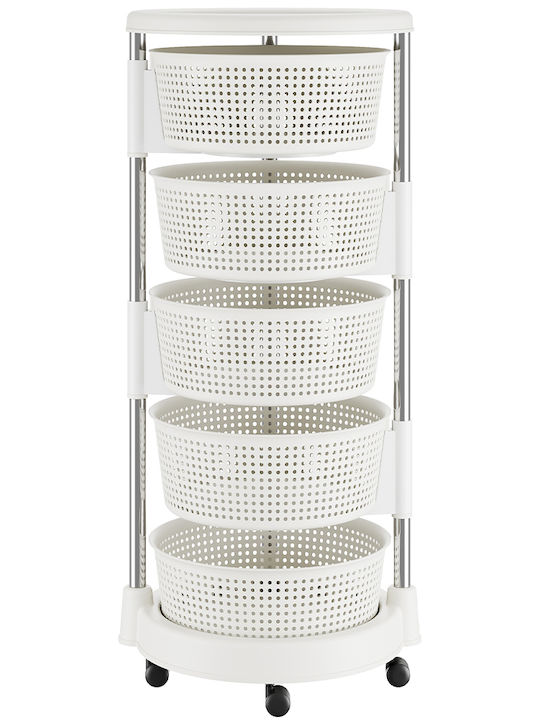 Bakaji Metallic Kitchen Rack 5 Tiers White 37x37x84cm