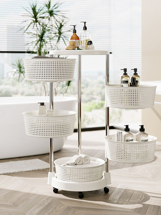 Bakaji Metallic Kitchen Rack 5 Tiers White 37x37x84cm