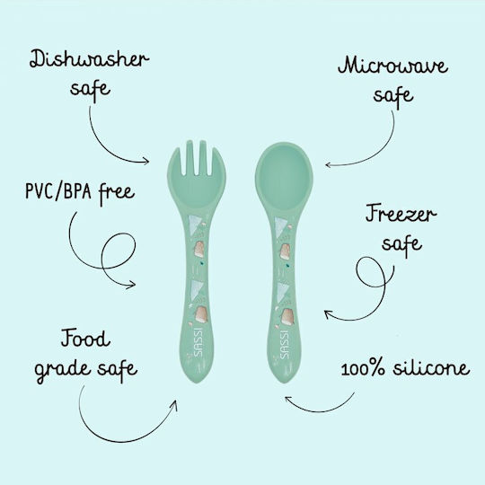 Sassi Junior Baby Set with Fork made of Silicone 2pcs