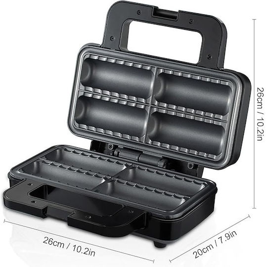 Aparat electric pentru 4 rulouri de cârnați sau plăcinte umplute simultan Raf R529 800 W Negru