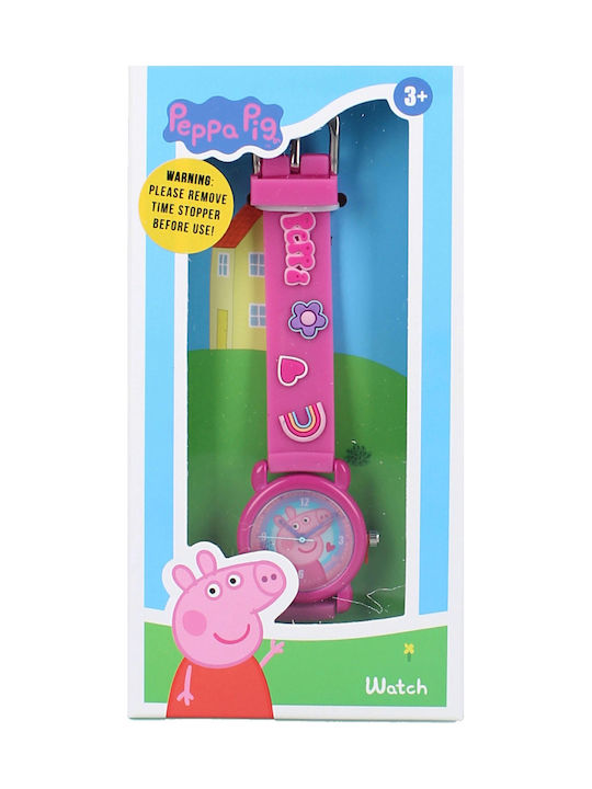 Peppa Pig Kinder-Analoguhr mit Kautschuk/Plastikarmband Fuchsie