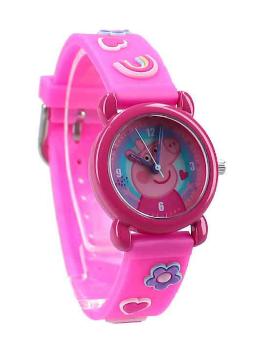 Peppa Pig Kinder-Analoguhr mit Kautschuk/Plastikarmband Fuchsie