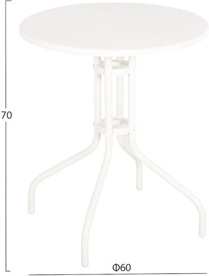 Metal Table For Small Outdoor Spaces Lino White 60x60x70cm