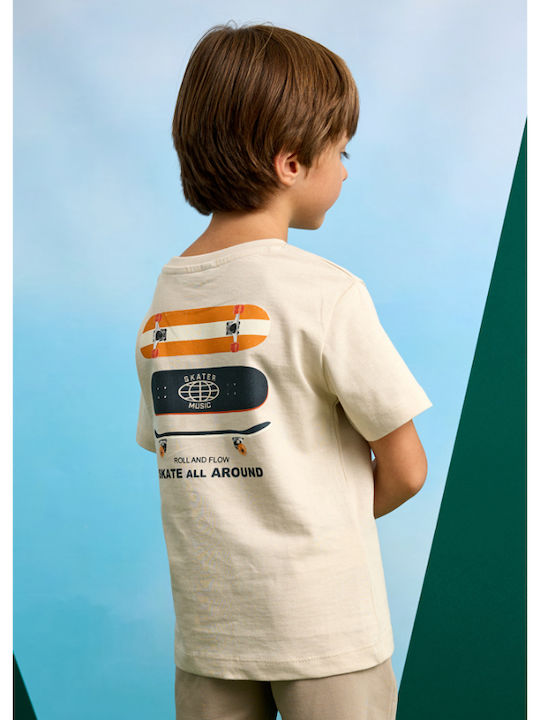 Kinder-T-Shirt Beige Roll and Flow