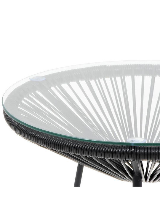 Morena Auxiliary Outdoor Free Standing Table with Glass Surface and Metal Frame Black 50x50x45cm