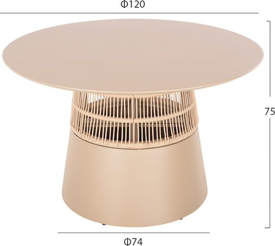 Saeid Outdoor Dinner Free Standing Aluminum Table Ecru 120x120x75cm
