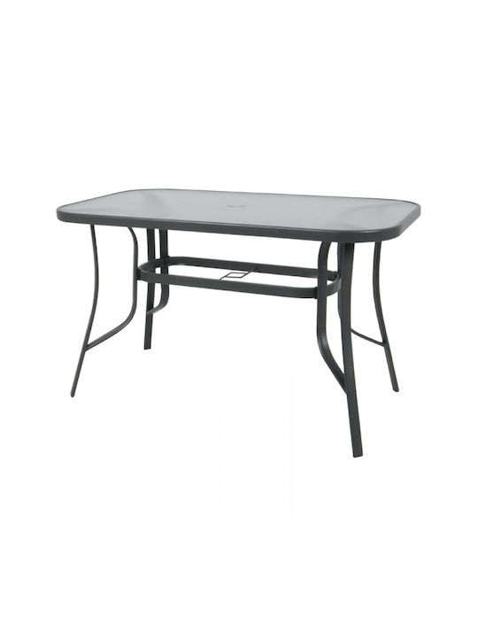 Baleno Outdoor Dinner Free Standing Table with Glass Surface and Metal Frame Anthracite 120x70x72cm