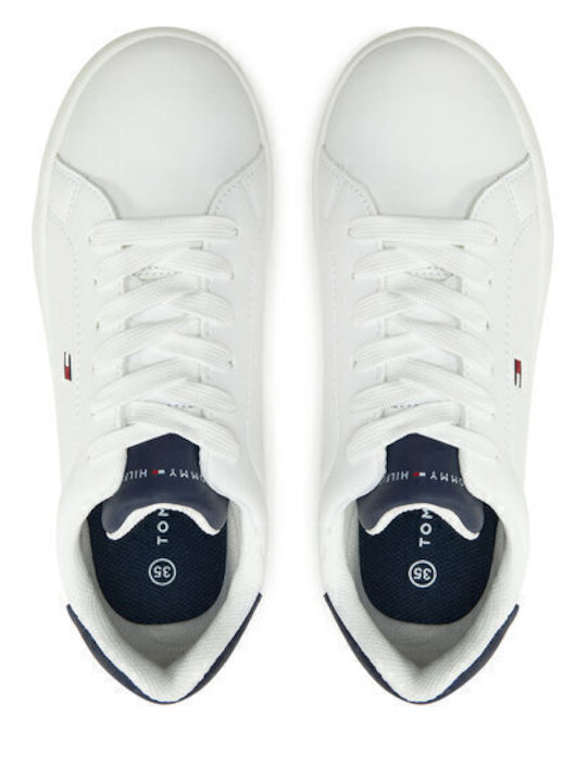 Cut Lace-up Kids Sneakers White