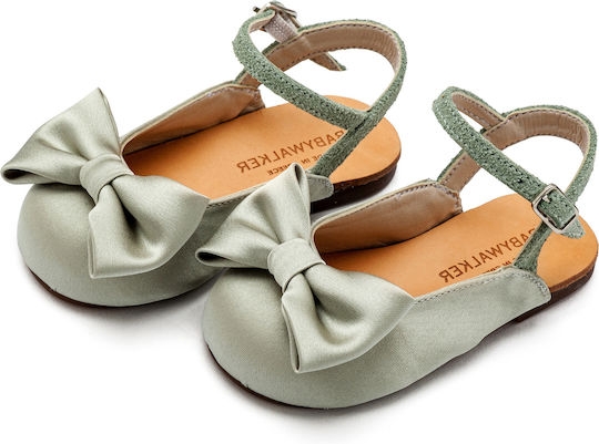 Babywalker Green Baptism Fabric Pumps