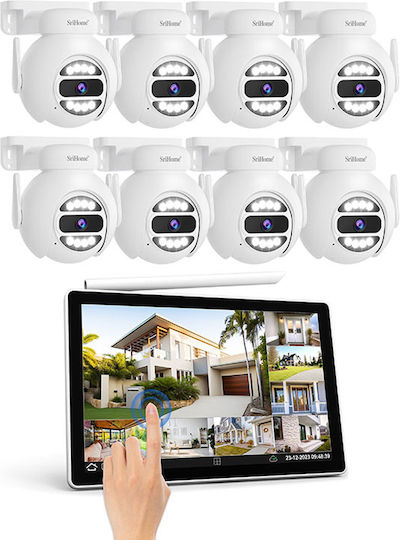 Sricam Überwachungssystem NVS010-4IPC047 4 Kameras Drahtlose Kameras IP 5MP mit Rekorder NVR & Monitor