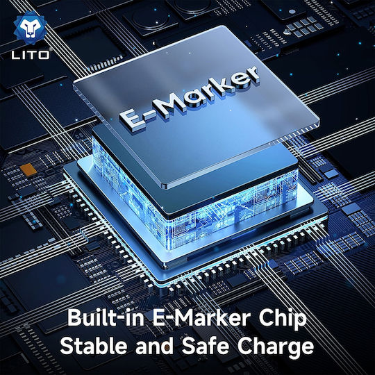 Lito LED USB 2.0 Kabel USB-C männlich - USB-C 100W PD Schwarz 1,2m