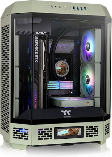 Thermaltake Tower 600 Gaming Midi-Turm Computergehäuse mit Seitenfenster Grüne