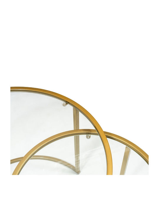 Round Zigon Set Vetro Glass Gold 2pcs L60xW60xH43cm