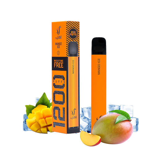MyVak Disposable E-Cigarette 800 Puffs Mango Ice Without Nicotine 3.2ml Orange