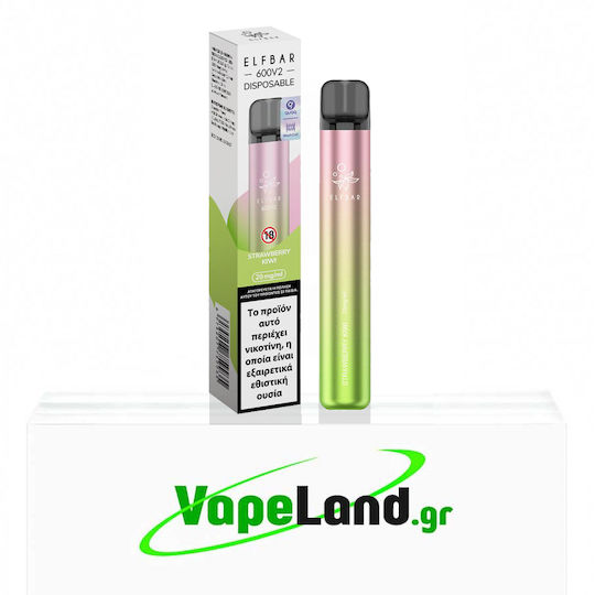 Elf Bar 600 V2 Țigară Electronică De Unică Folosință Strawberry Kiwi 2ml 20mg Roșie