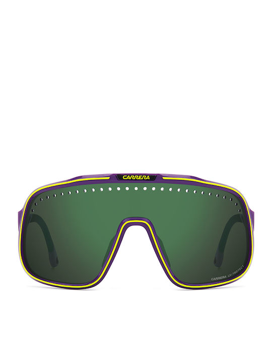 Carrera Unisex Sunglasses with Purple Horn-Rimmed Frame and Grey Lens SPORT 02/S 83W/MT