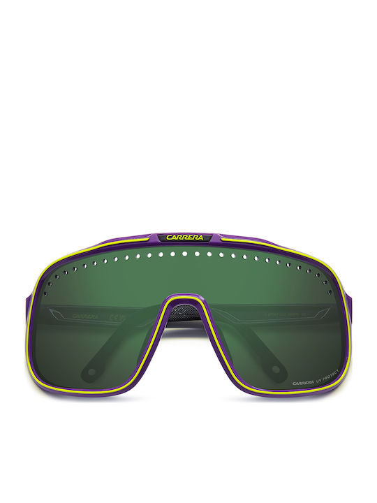 Carrera Unisex Sunglasses with Purple Horn-Rimmed Frame and Grey Lens SPORT 02/S 83W/MT