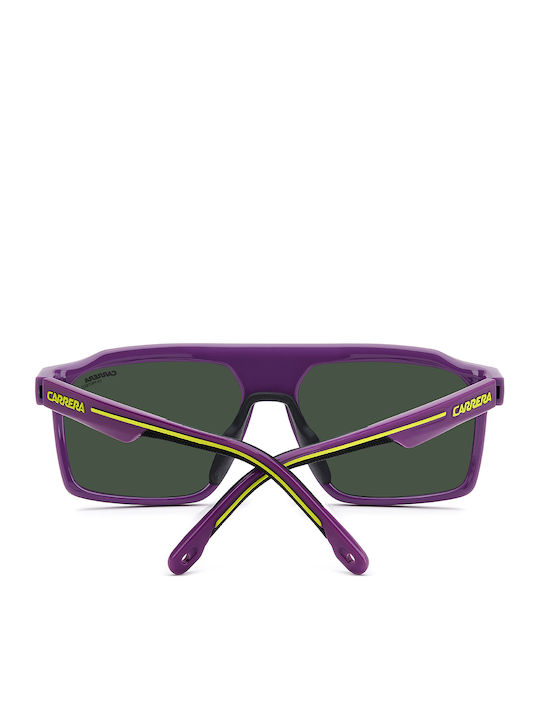 Carrera Sport Unisex Sunglasses with Purple Horn-Rimmed Frame and Grey Lenses