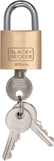 Black & Decker Bronze Vorhängeschloss Messing mit Schlüssel 30mm Black 1Stück