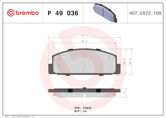 Brembo Спирачна накладка Задни за Mazda 323 / Премация / RX-7
