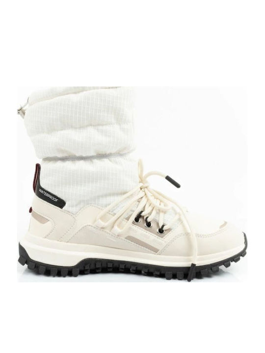 Warmer Leder Damenstiefel mit Gummizug Weiß