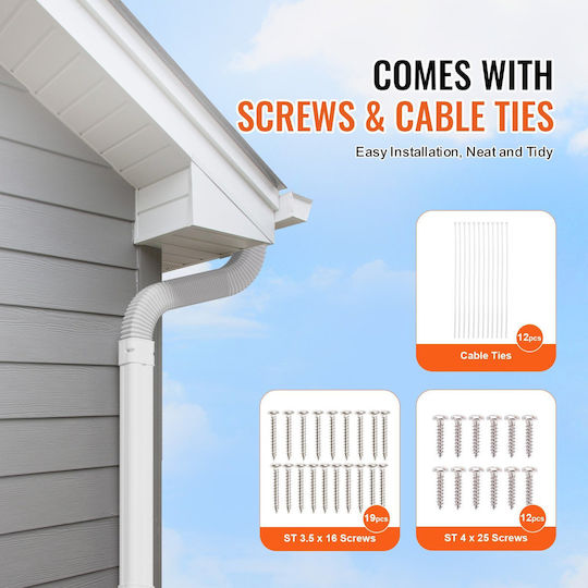 Set de Acoperire pentru Conducte Mini Split Vevor 76,2mm Lățime 3110mm Lungime PVC Conductă Decorativă pentru Aer Condiționat 5 Conducte Drepte & Accesorii Complete Instalare Ușoară Vopsibilă Pompe de Căldură Alb