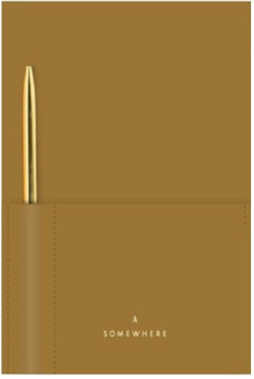 Striped A5 Notebook Somewhere Vegan Leather Journal Camel 82527