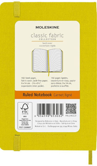 Moleskine Notebook Pocket Notizbuch 192 Blätter Geregelt mit Gummiband Gelb