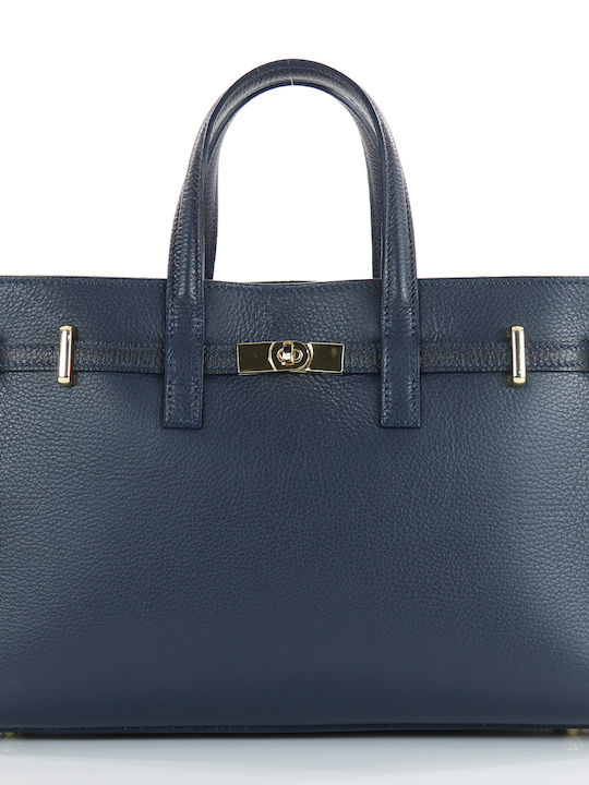 Passaggio Leather Leather Women's Bag Tote Hand Blue