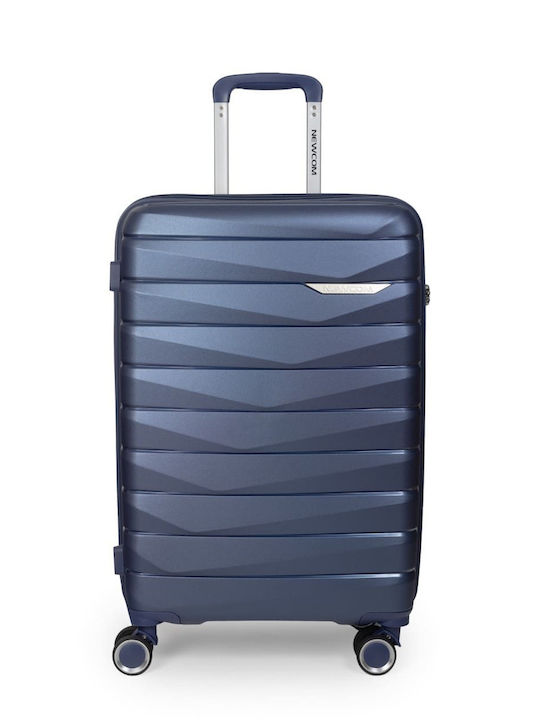 Newcom Cabin Hard Blue Suitcase With 4 Wheels Height 56cm