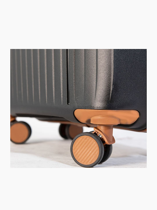Newcom Cabin Hard Black Suitcase With 4 Wheels Height 56cm