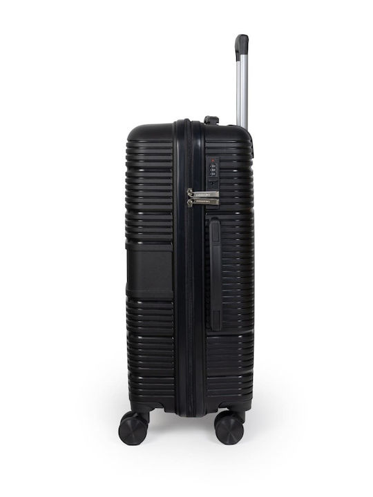 Newcom Hard Black Suitcases with 4 Wheels Set 3pcs