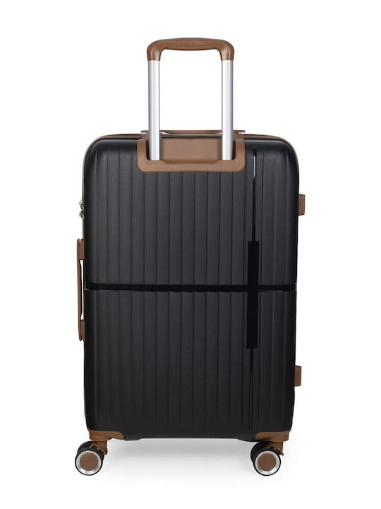 Newcom Medium Travel Suitcase Hard Black with 4 Wheels Height 67cm N1596/60