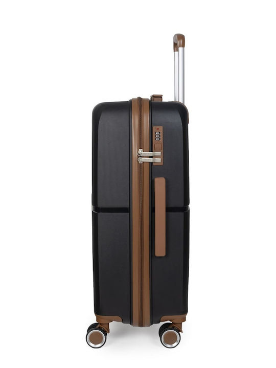 Newcom Cabin Hard Black Suitcase With 4 Wheels Height 56cm