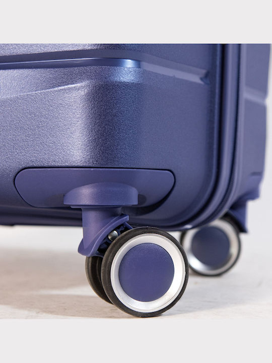 Newcom Cabin Hard Blue Suitcase With 4 Wheels Height 56cm