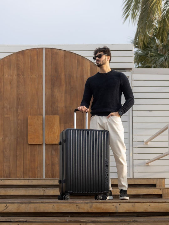Newcom Large Travel Suitcase Hard Black with 4 Wheels Height 79cm N1490/70
