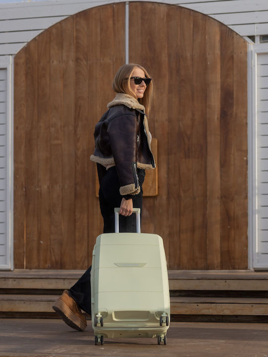 Newcom Medium Travel Suitcase Hard Green with 4 Wheels Height 66cm N1595/60