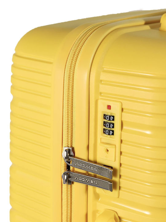 Newcom Medium Travel Suitcase Hard Yellow with 4 Wheels Height 64cm N1594/60