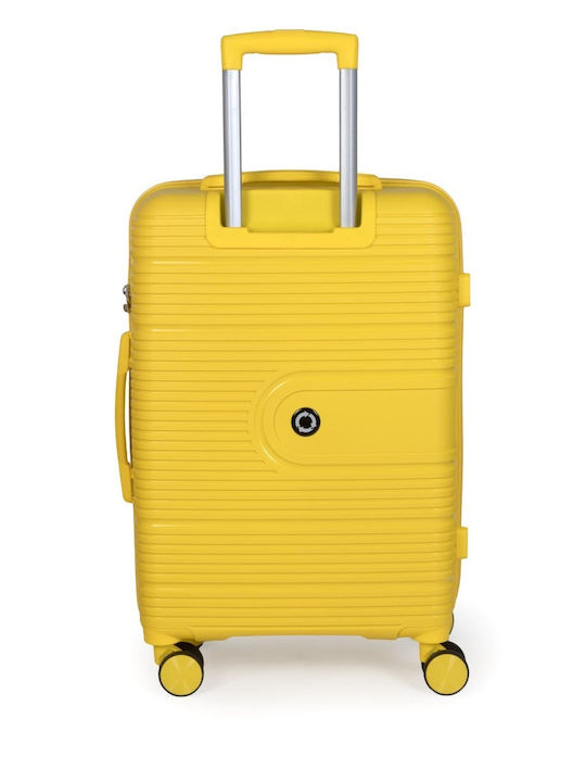 Newcom Medium Travel Suitcase Hard Yellow with 4 Wheels Height 64cm N1594/60
