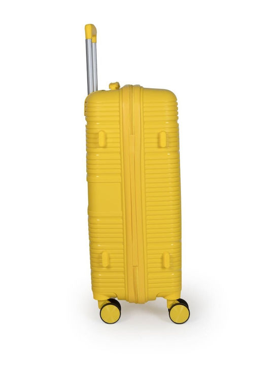 Newcom Medium Travel Suitcase Hard Yellow with 4 Wheels Height 64cm N1594/60